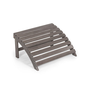 Saranac 2-Piece Traditional Rustic Acacia Wood Adirondack Chair with Detachable Ottoman - JONATHAN Y